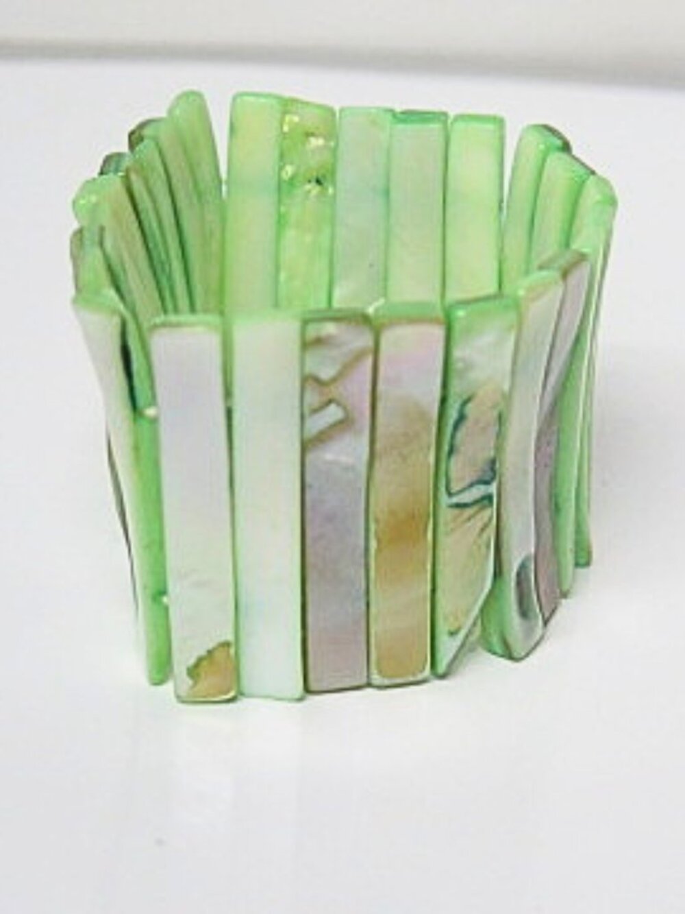 Green Mother of Pearl Stretch Statement Bracelet